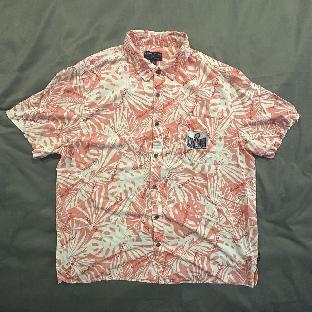 Margaritaville Island Reserve Shirt Super Bowl LVIII Button Front Mens XL Floral